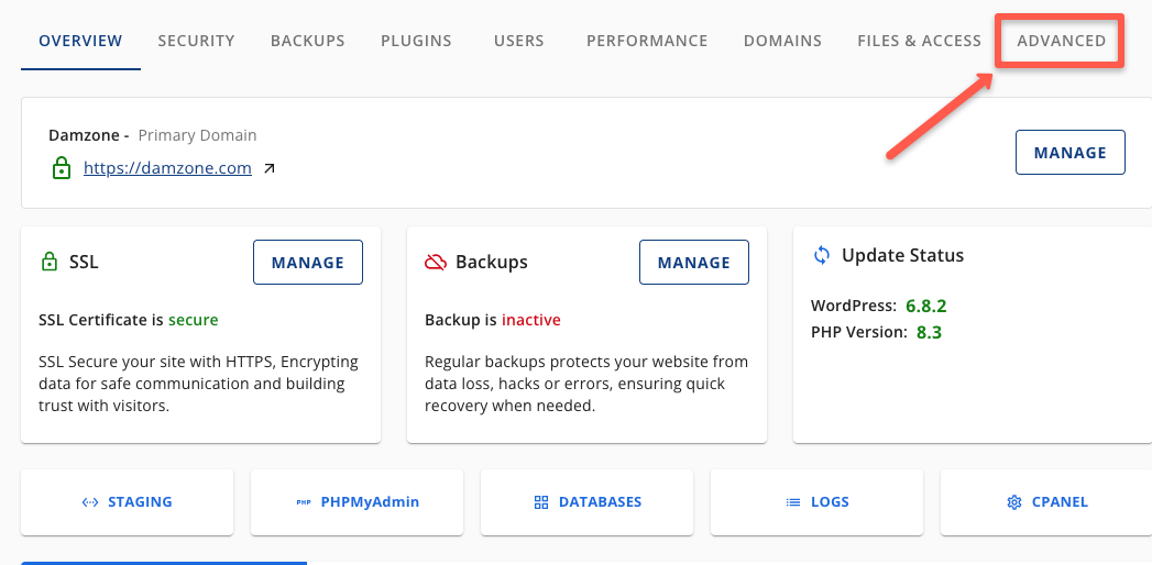 Click the advanced option