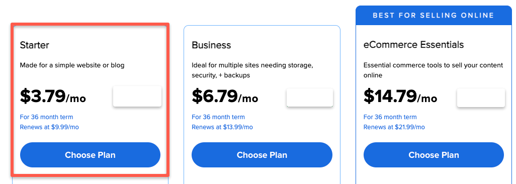 click on the Choose plan button.