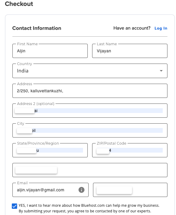 Enter the contact information