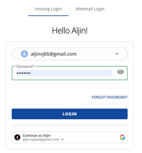 Enter the email and password