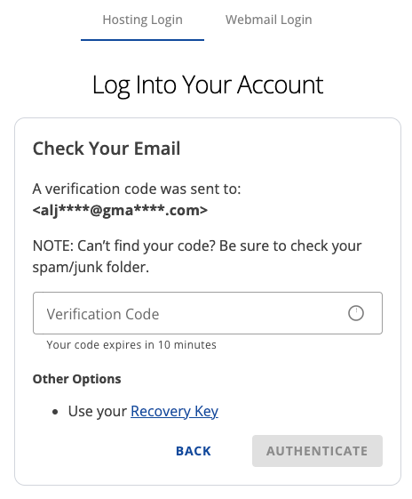 Enter the code and click authenticate