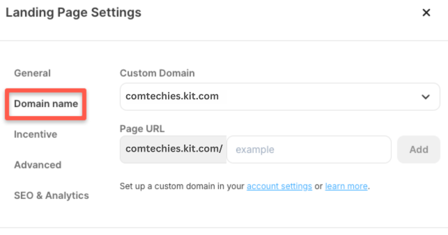 can add custom domain, and page URL if want