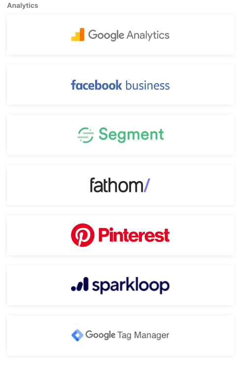 analytics integration tools for Kit landing page