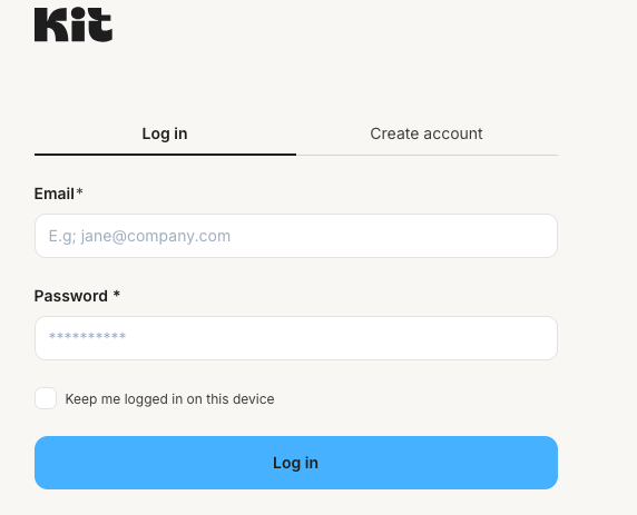 Login to Kit or create a new account