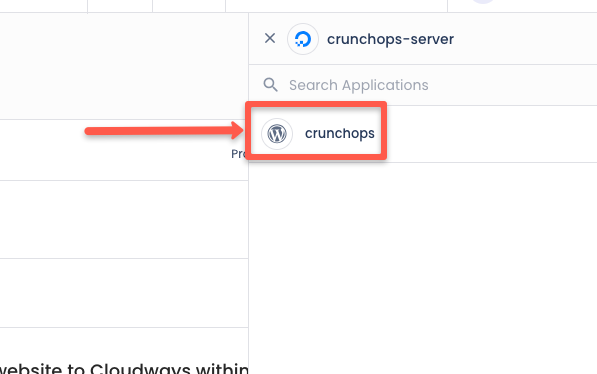 select the application(eg. crunchops)