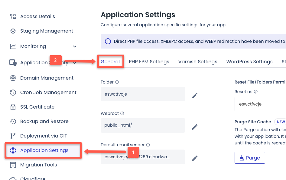 Go to applications settings
