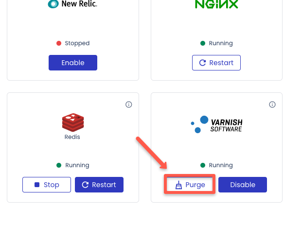 In the Varnush software, click on Purge button
