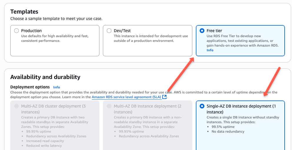 create AWS RDS MySQL database