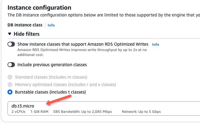 configure AWS RDS MySQL database