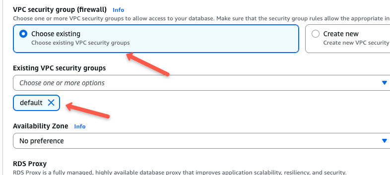 configure AWS RDS MySQL database