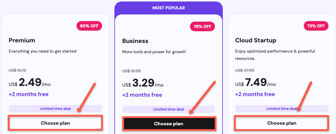 Click on the choose the plan button