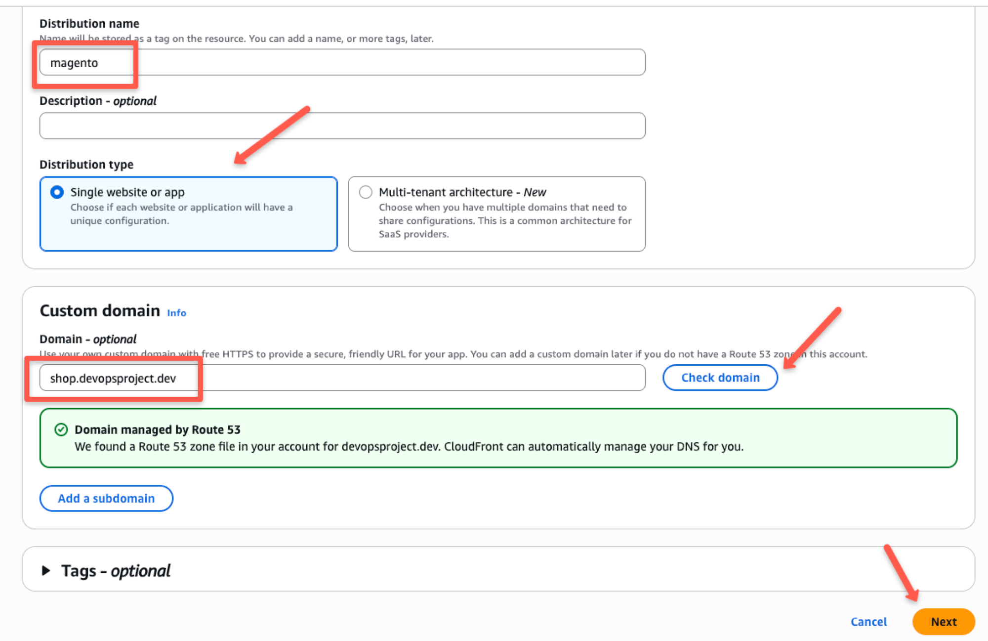creating CloudFront distribution