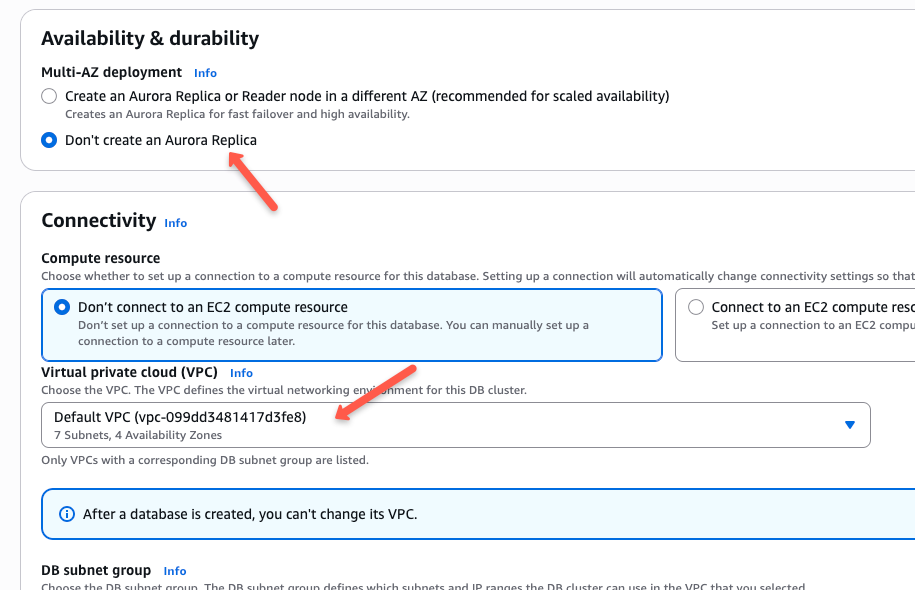 configure AWS RDS MySQL database
