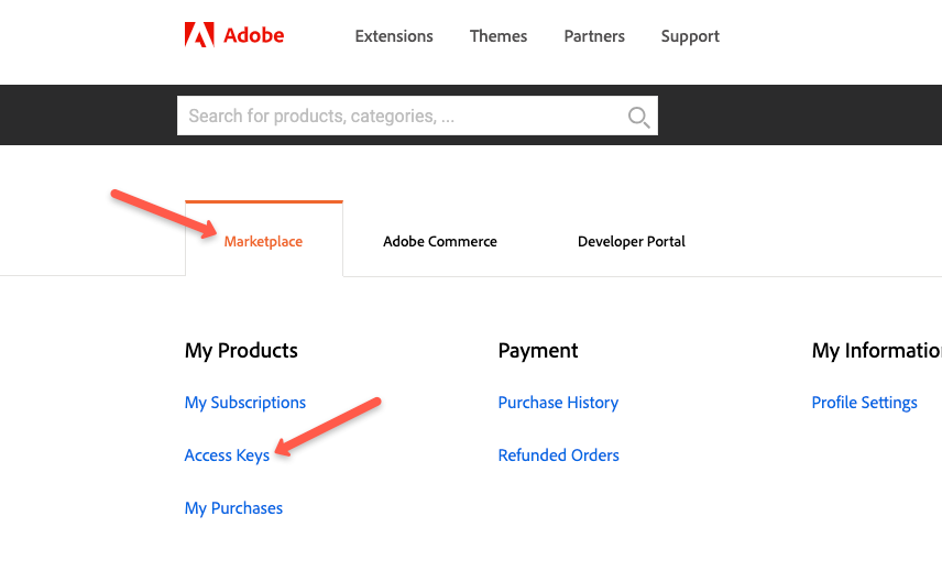 Create Magento access keys