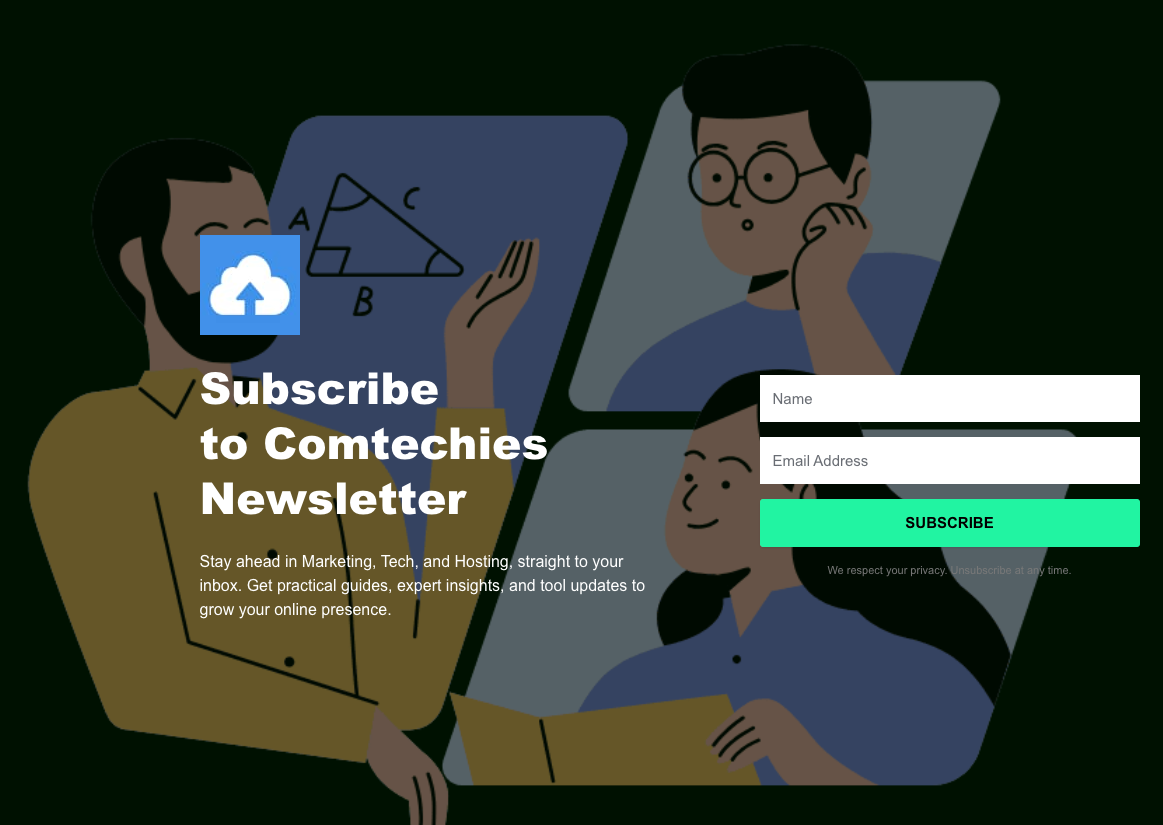 custom template of comtechies landing page using Kit