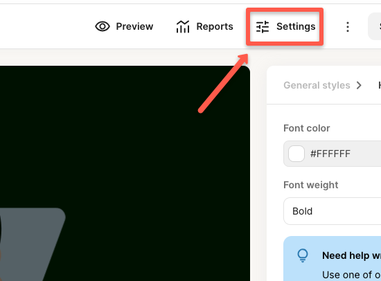 click on the settings button