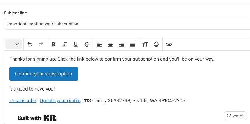 double-opt email content