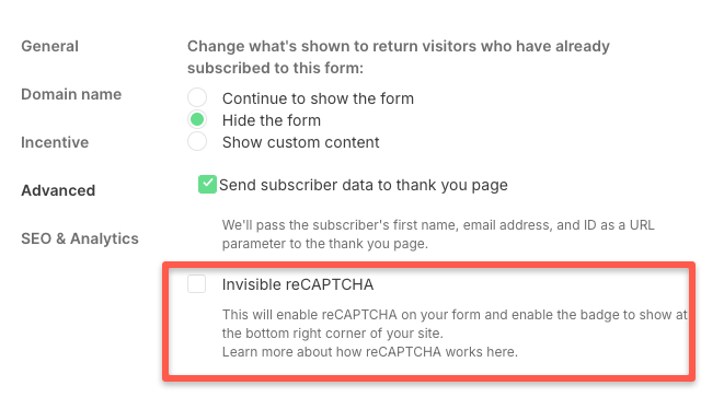 invisible reCAPTCHA to revent from bot signups
