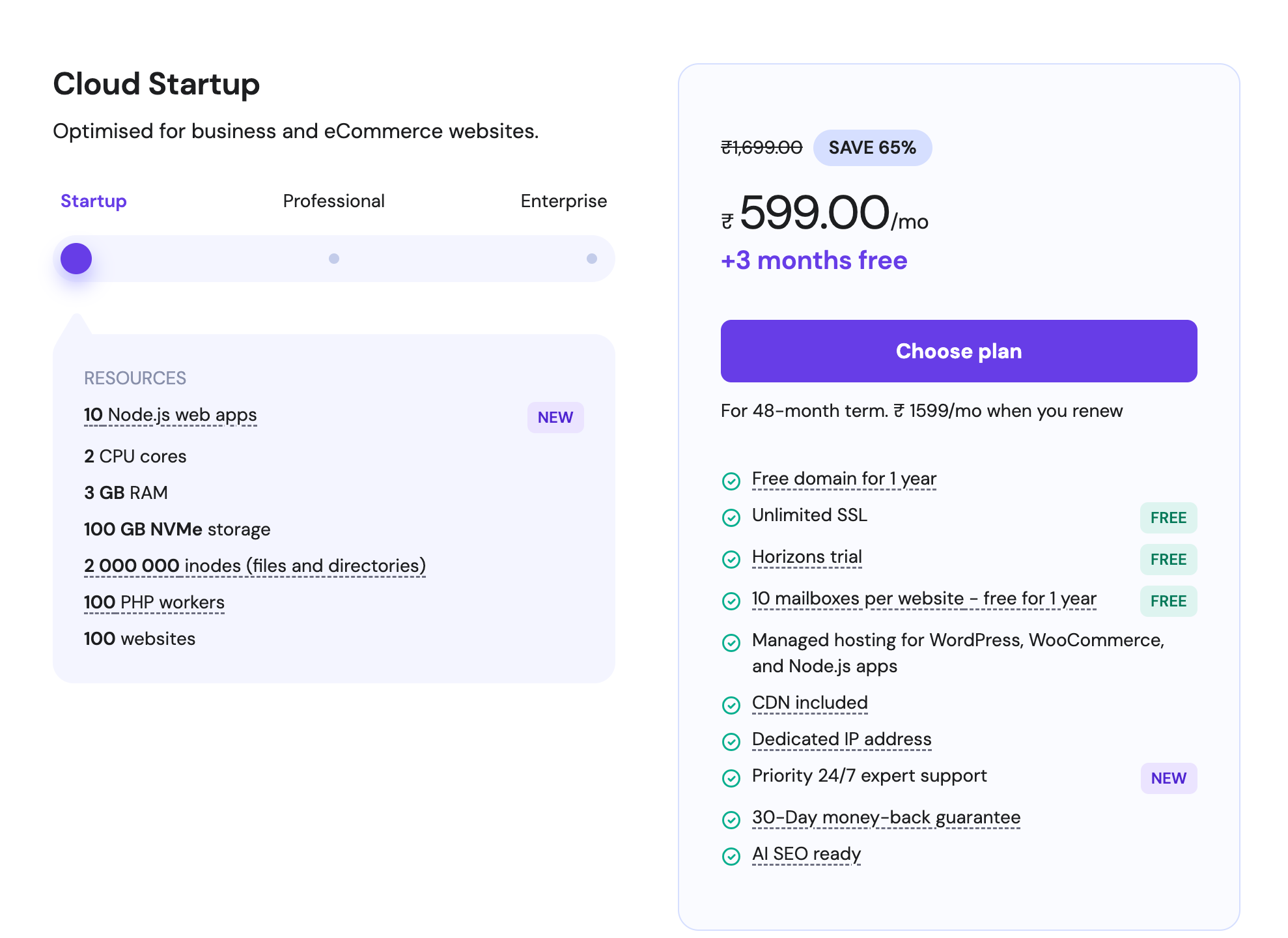 Hostinger Cloud Hosting Pricing and plans