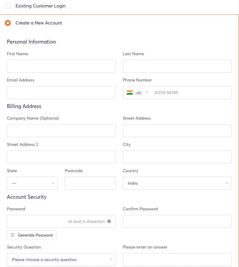 User have to enter the billing details