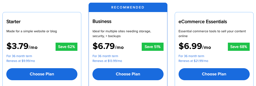 Bluehost pricing and plans