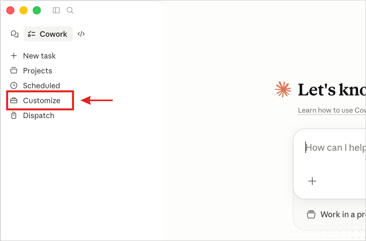 Click the customize option