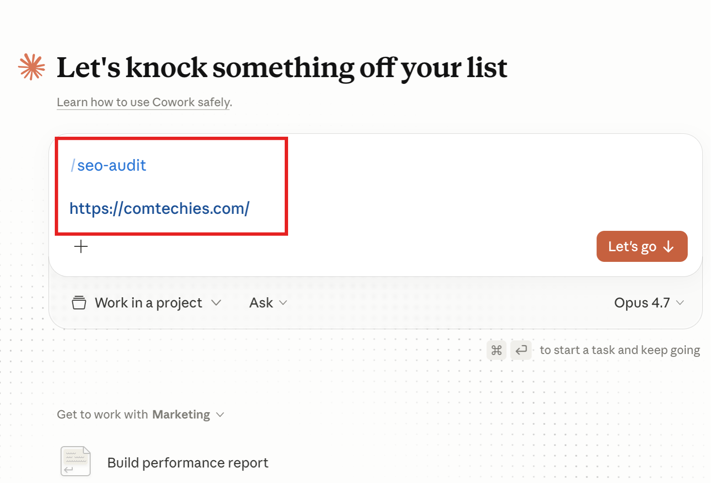 Enter the website to do SEO audit