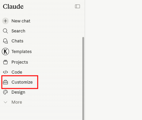 Click on the customize in claude
