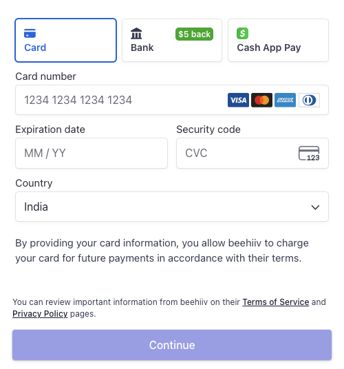 User need to enter the payment details to claim the paid account
