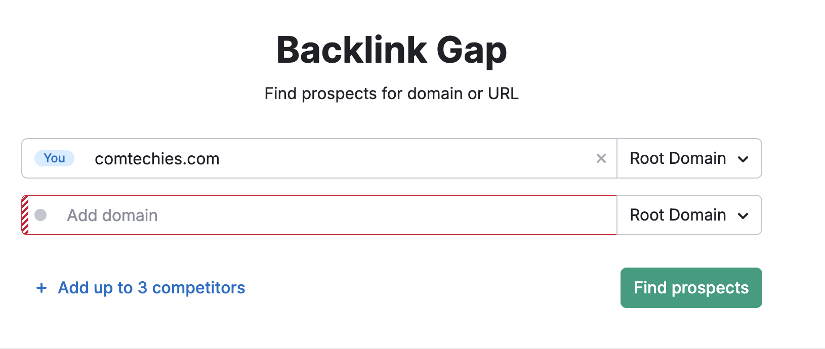 Semrush Backlink gap tool