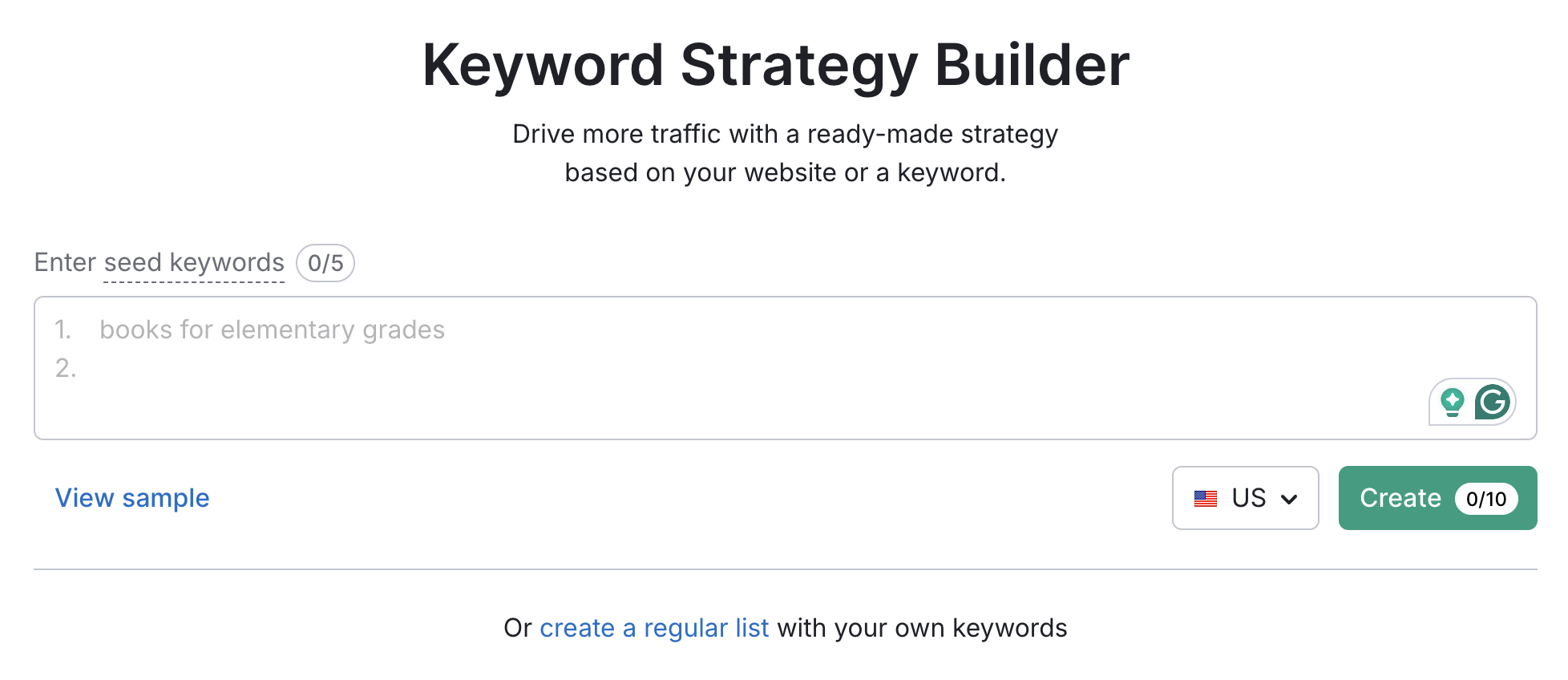Semrush keyowrd strategy builder
