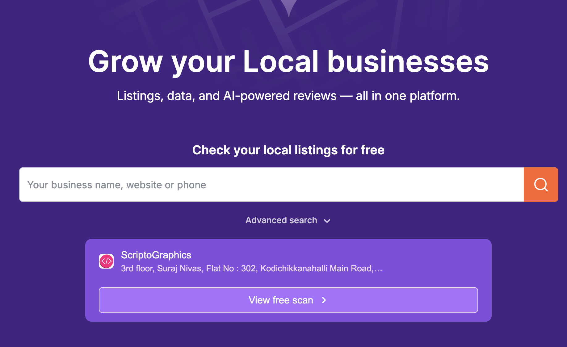 Listing management tool in semrush