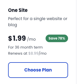 Bluehost one site Plan