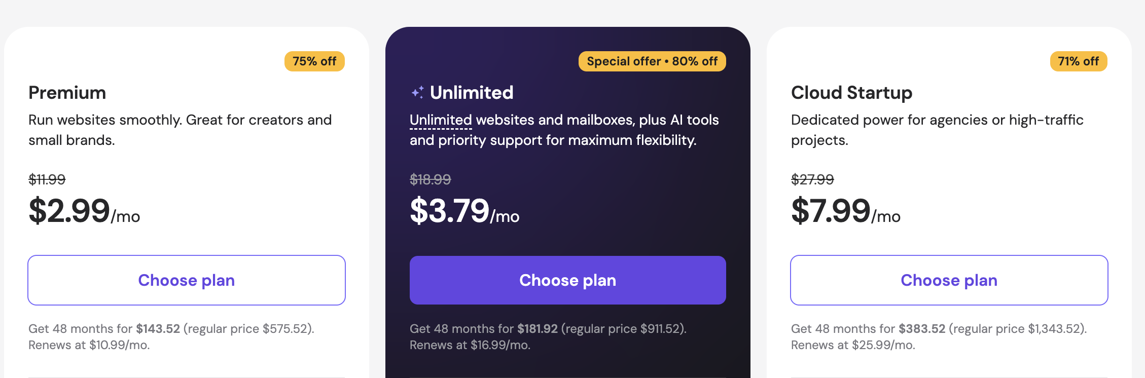 Hostinger pricing and plans