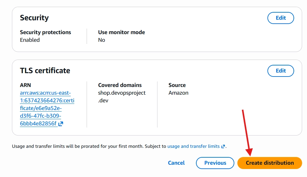 creating CloudFront distribution