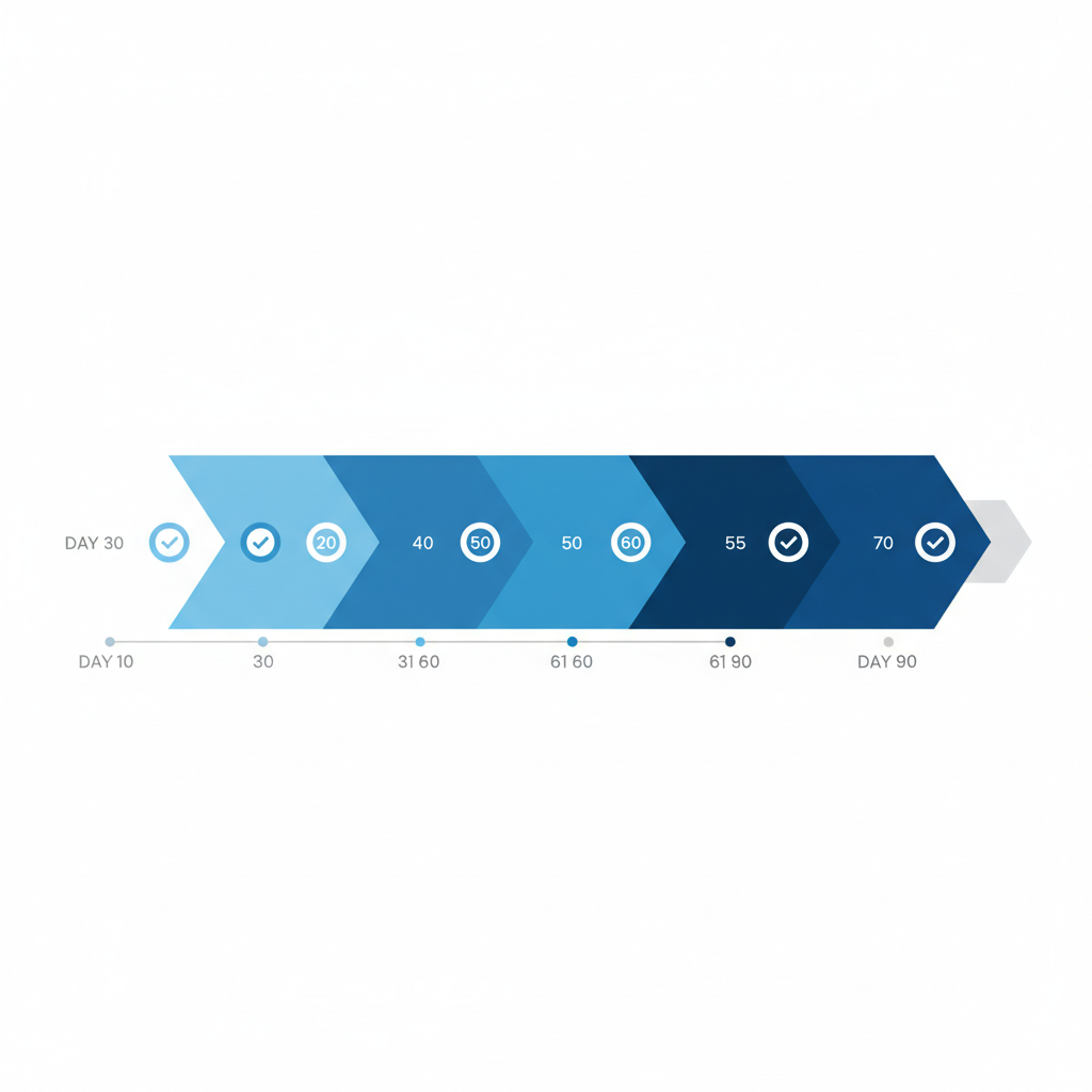 A 90-day implementation roadmap showing three phases of cold chain traceability data architecture deployment