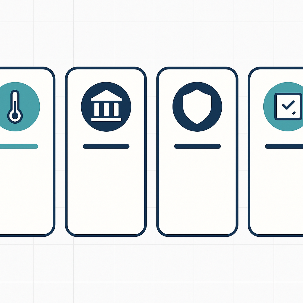 Five-pillar infographic showing cold chain monitoring savings categories: spoilage, regulatory fines, insurance, claim resolution, audit labor