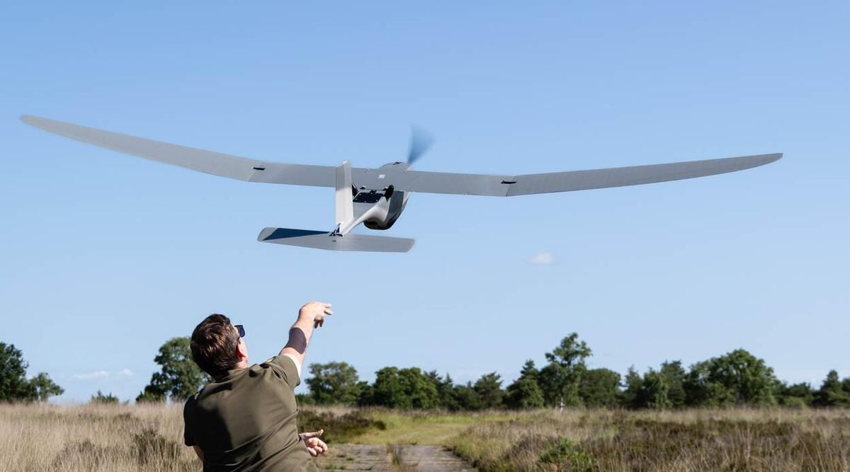 UDS FORECASTER reconnaissance UAV being launched during field operations.