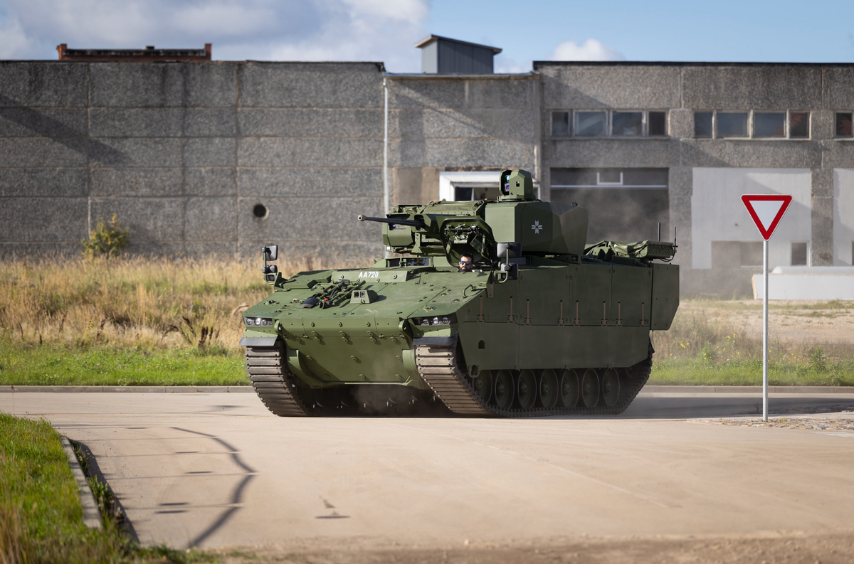 Latvia’s first ASCOD Hunter infantry fighting vehicle during its handover in Valmiera on October 7, 2026.