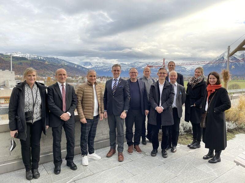 German, Austrian and Swiss defense research representatives attending the DACH research meeting in Graz.