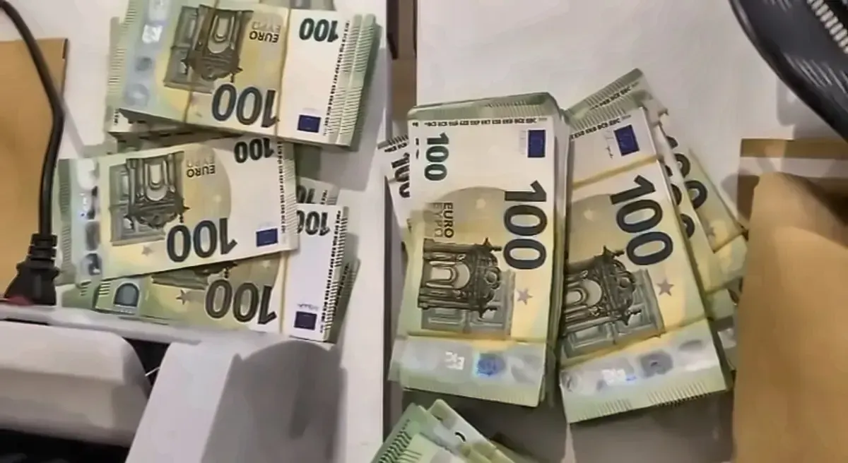 Counterfeit euro banknotes seized during Operation Castillo, a coordinated Austrian-Spanish police investigation. Credit: LPD Wien.