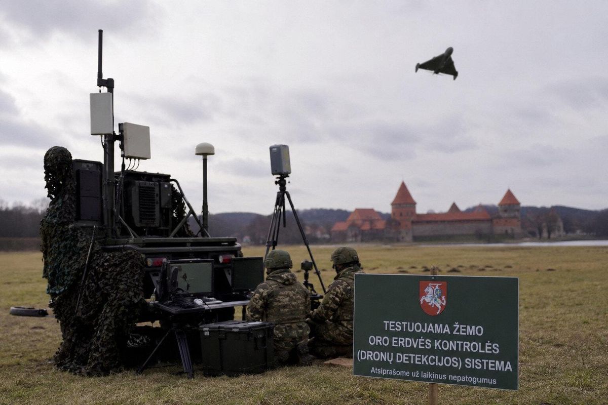 Lithuanian personnel testing drone detection equipment as Lithuania develops an integrated airspace surveillance network.