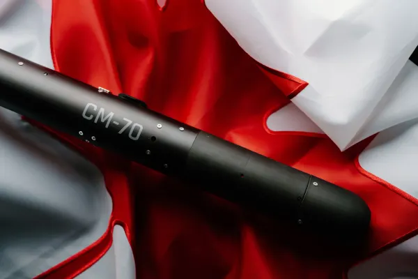 North Vector Dynamics CM-70 counter-UAS interceptor displayed on the Canadian flag ✅