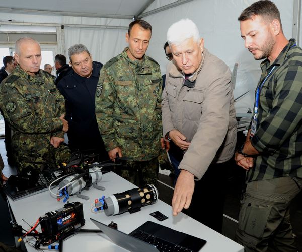 Bulgarian defense officials inspect drone technologies during the NATO-led BOLD ADRA 26 exercise in Bulgaria.