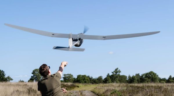 UDS FORECASTER reconnaissance UAV being launched during field operations.