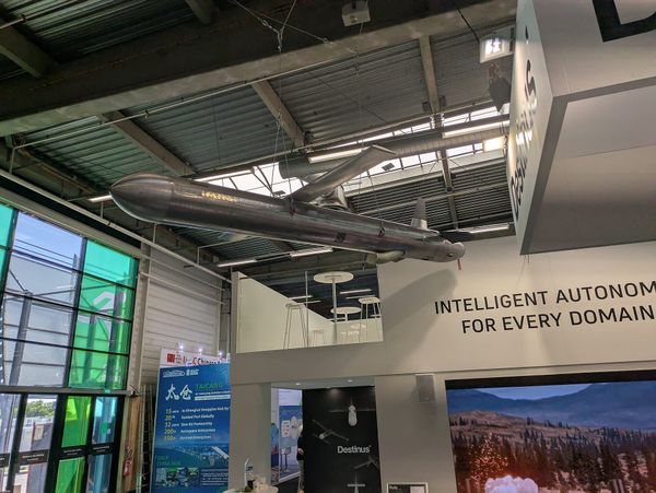Destinus Ruta cruise missile displayed at the Paris Air Show 2025 in France.