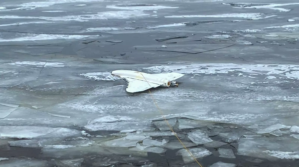 Wreckage of a Russian Gerbera drone recovered in Ukraine's Kyiv region in February 2025.