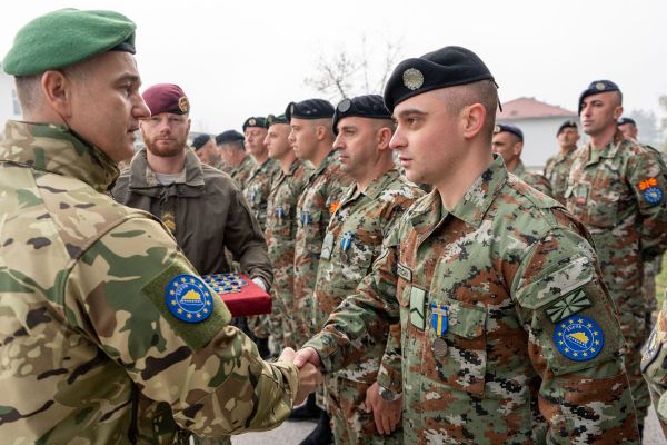 EUFOR Althea multinational military personnel at Camp Butmir in Bosnia and Herzegovina.