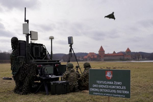 Lithuanian personnel testing drone detection equipment as Lithuania develops an integrated airspace surveillance network.
