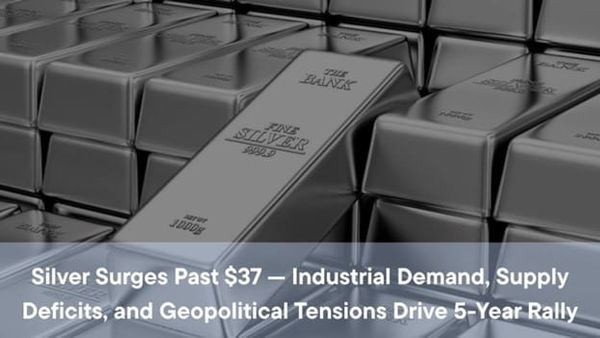 Silver Surges Past $37 — Industrial Demand, Supply Deficits, and Geopolitical Tensions Drive 5-Year Rally